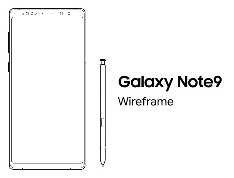 Samsung Galaxy Note 9 Sketch Wireframe-min