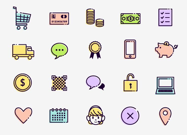 Minimal E-Commerce Icon Set Vector-min