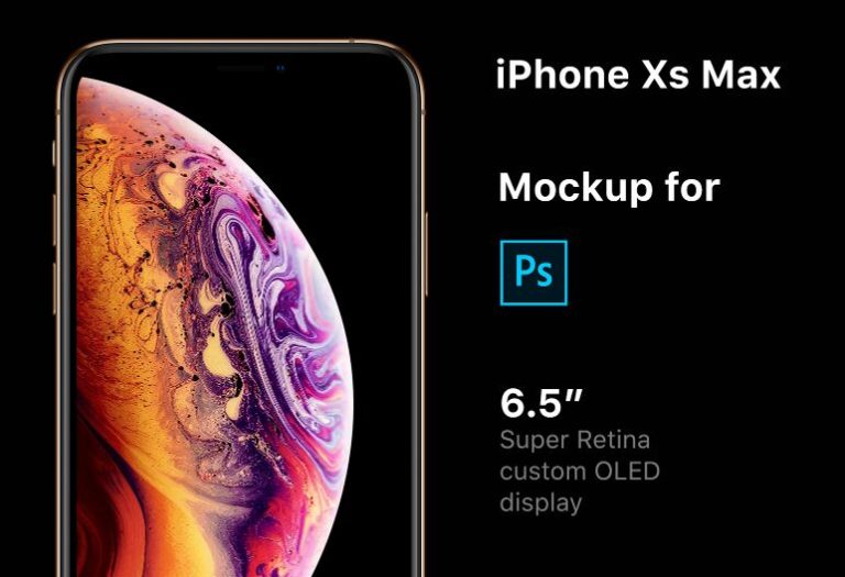 Realistic 6.5'' iPhone XS Max PSD Mockup