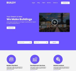 Real Estate Single Page Web Template PSD