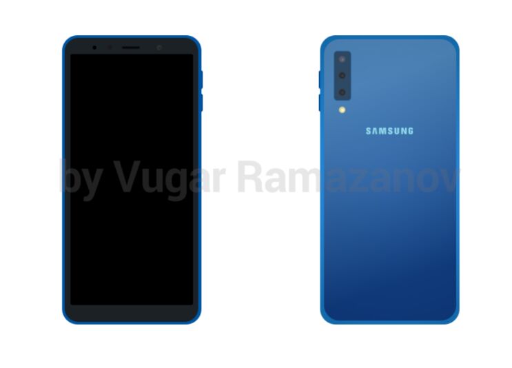 Flat Samsung Galaxy A7 PSD Mockup