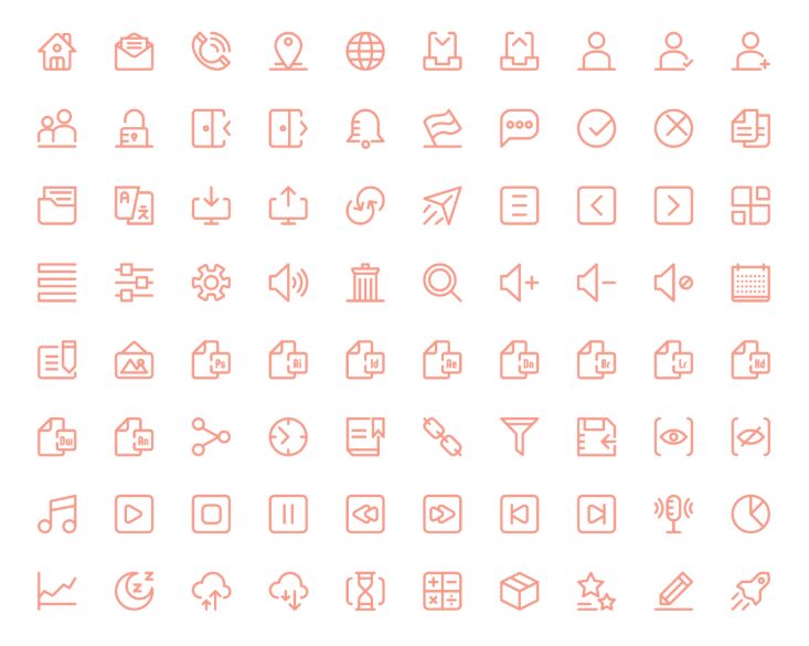 80 Vector Stroke Icons For UI UX Design