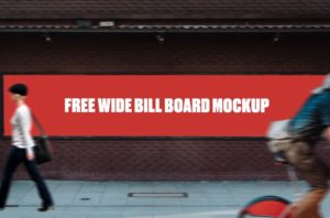 Wide Wall Billboard PSD Mockup