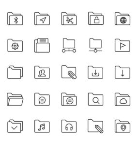 25 Slim Folder Icons Vector