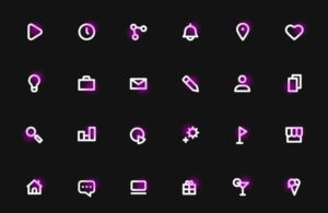 24 Neon Vector Icons
