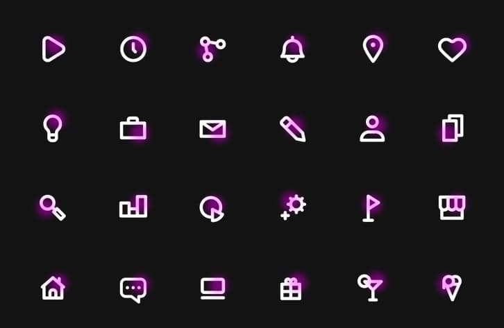 24 Neon Vector Icons