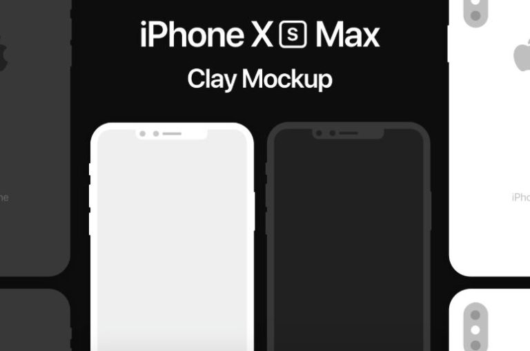 Flat iPhone XS Max Clay Mockup For Adobe XD
