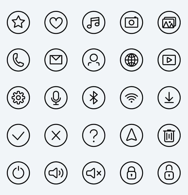 25 Circular Vector UI Icons