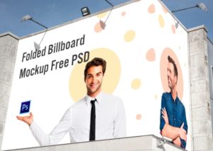 Folded Wall Billboard PSD Mockup