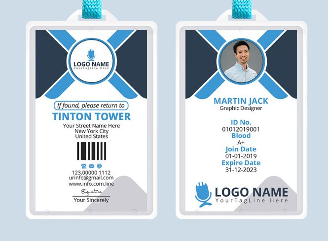 Professional Office ID Card Template PSD