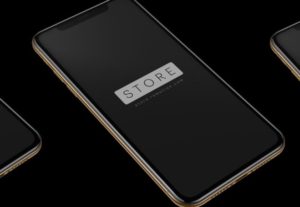 Isometric and Perspective iPhone XS Gold PSD Mockup
