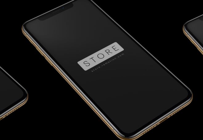 Isometric and Perspective iPhone XS Gold PSD Mockup