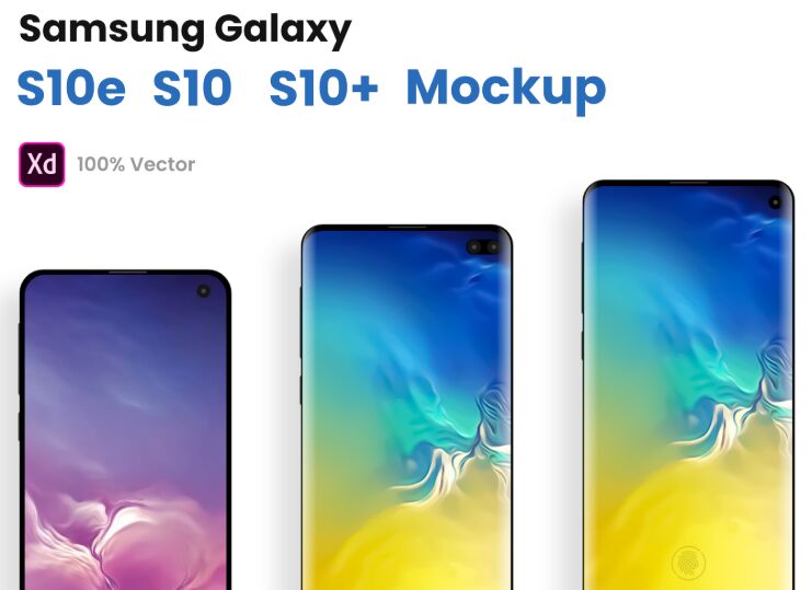 Samsung Galaxy S10, S10e, S10+ XD Mockups