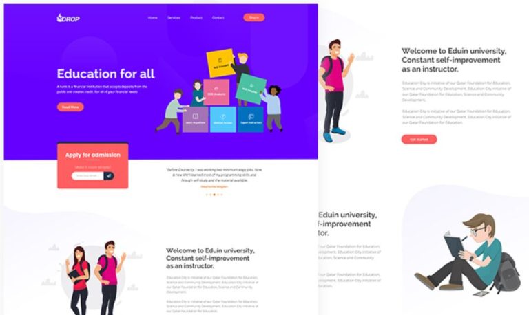 Modern Education Web Template PSD