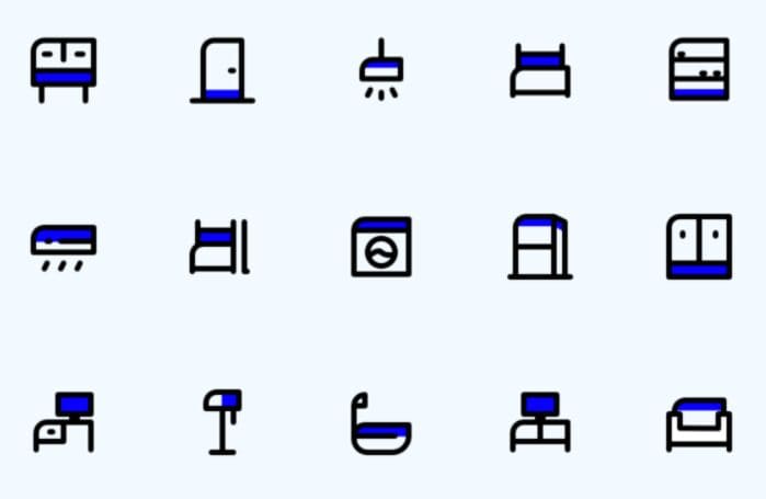 15 Minimal Furniture Icons For Sketch