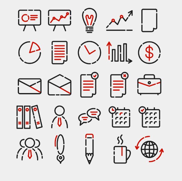 25 Office Icons Pack Vector (AI)
