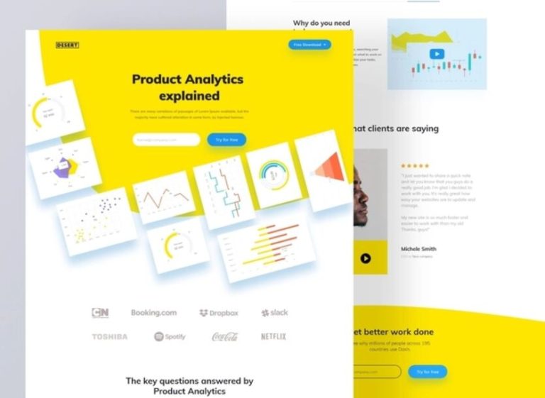 Yellow Analytics Landing Page Adobe XD Template