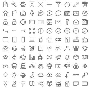 100 Thin Line UI Icons (Vector)