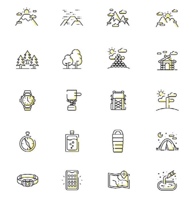 20+ Hiking Vector Icons Pack