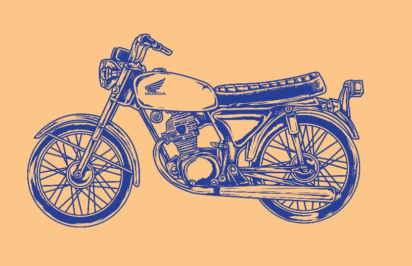 Download Free Honda CB100 Glatik Vintage Motorcycle Vector Illustration ...