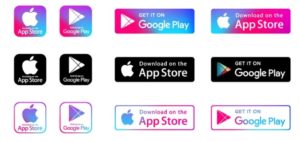 App Store & Google Play App Download Buttons Vector