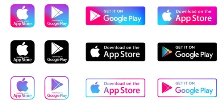App Store & Google Play App Download Buttons Vector