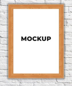 Minimal Wood Wall Photo Frame PSD Mockup