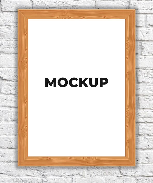 Minimal Wood Wall Photo Frame PSD Mockup