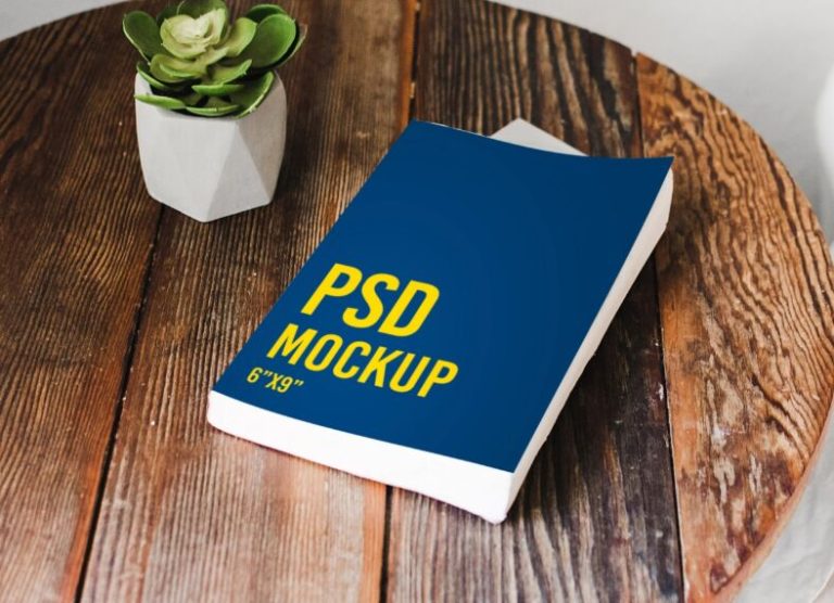 Book Beside Table PSD Mockup