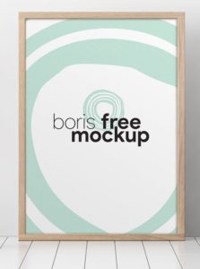High Solution Wooden Poster Frame PSD Mockup