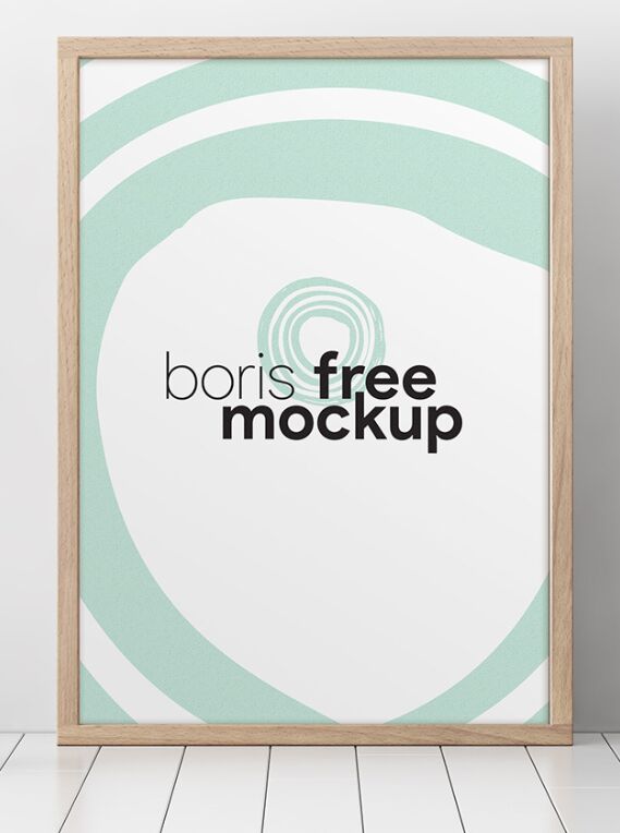 High Solution Wooden Poster Frame PSD Mockup