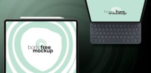 iPad Pro With Keyboard PSD Mockup
