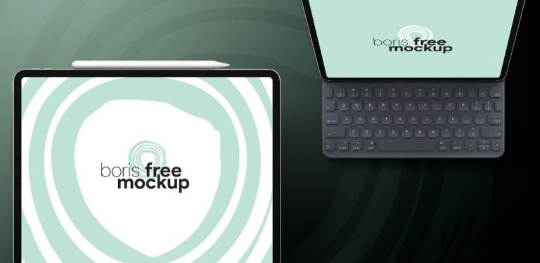 iPad Pro With Keyboard PSD Mockup
