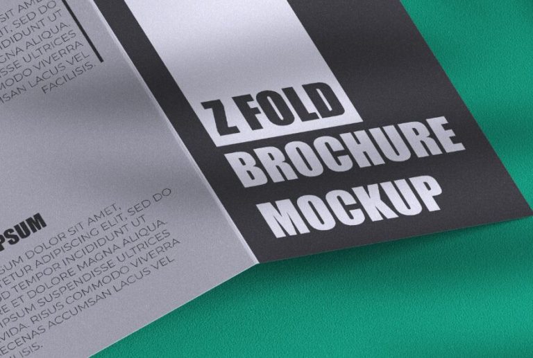 Realistic Z Fold Brochure PSD Mockup