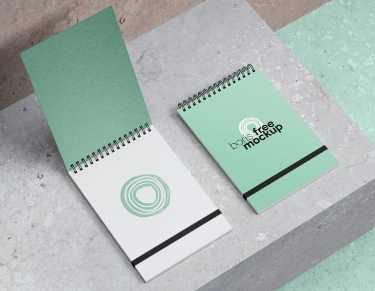Realistic Spiral Notebook PSD Mockup