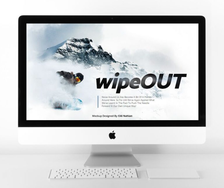 Pretty Clean iMac With Keyboard Mockup PSD