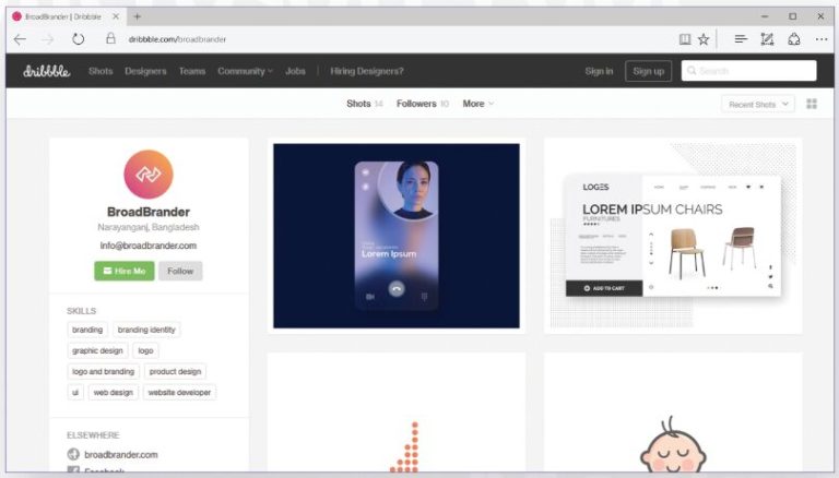 MS Edge Web Browser Mockup PSD