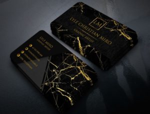 Dark Business Card With Marble Pattern Mockup PSD