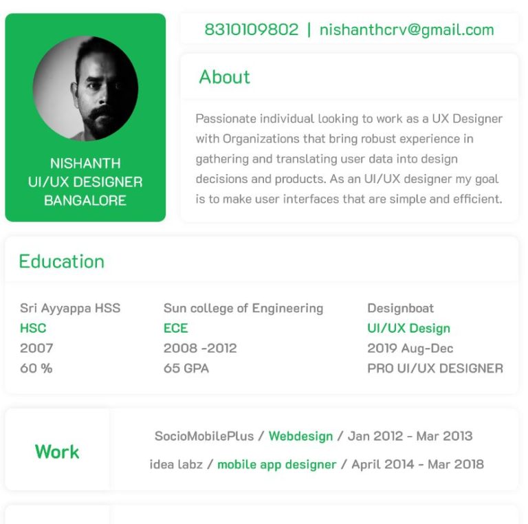 Minimal Clean Resume Template For Designers (Adobe XD)