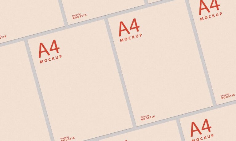 Clean А4 Paper, Business Card And Sticker PSD Mockups
