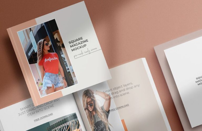Square Fashion Magazine PSD Mockup