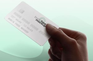 Realistic Hand Holding Credit Card PSD Mockup