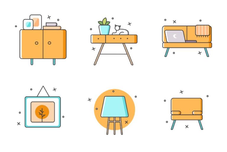 6 Furniture Icons Vector