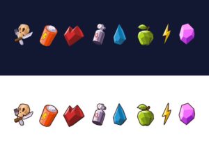 8 Low Poly Game Icons Vector