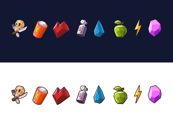 8 Low Poly Game Icons Vector