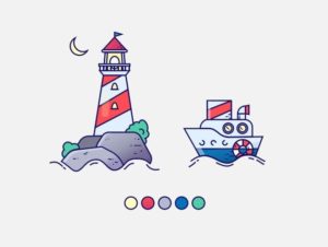 Colorful Marine Vector Icons