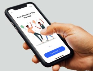 iPhone 11 Pro In Man's Hand PSD Mockup