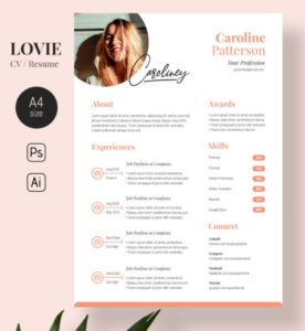A4 Size Lovie CV Resume Template