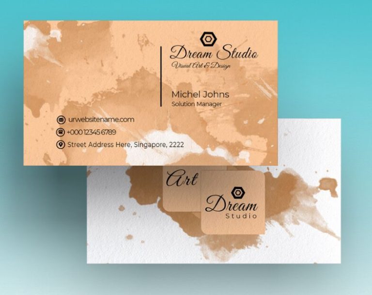 Creative Business Card With Splash Background Mockup