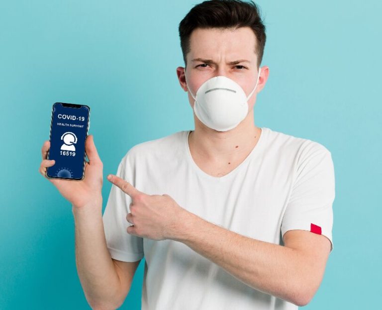 Man With Mask Coronavirus Mockup PSD